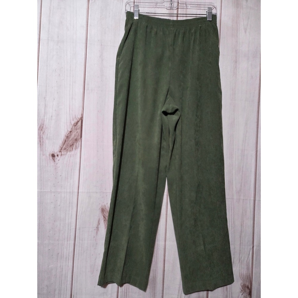 Baxter & Wells Olive Green Faux Suede Elastic Waist Straight Leg Pants Size 10
